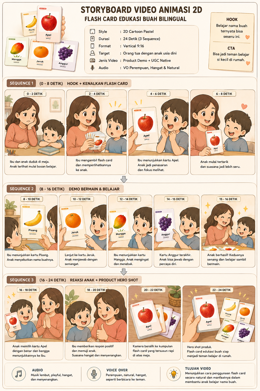 Storyboard Video Animasi 2D — Flash Card Edukasi
